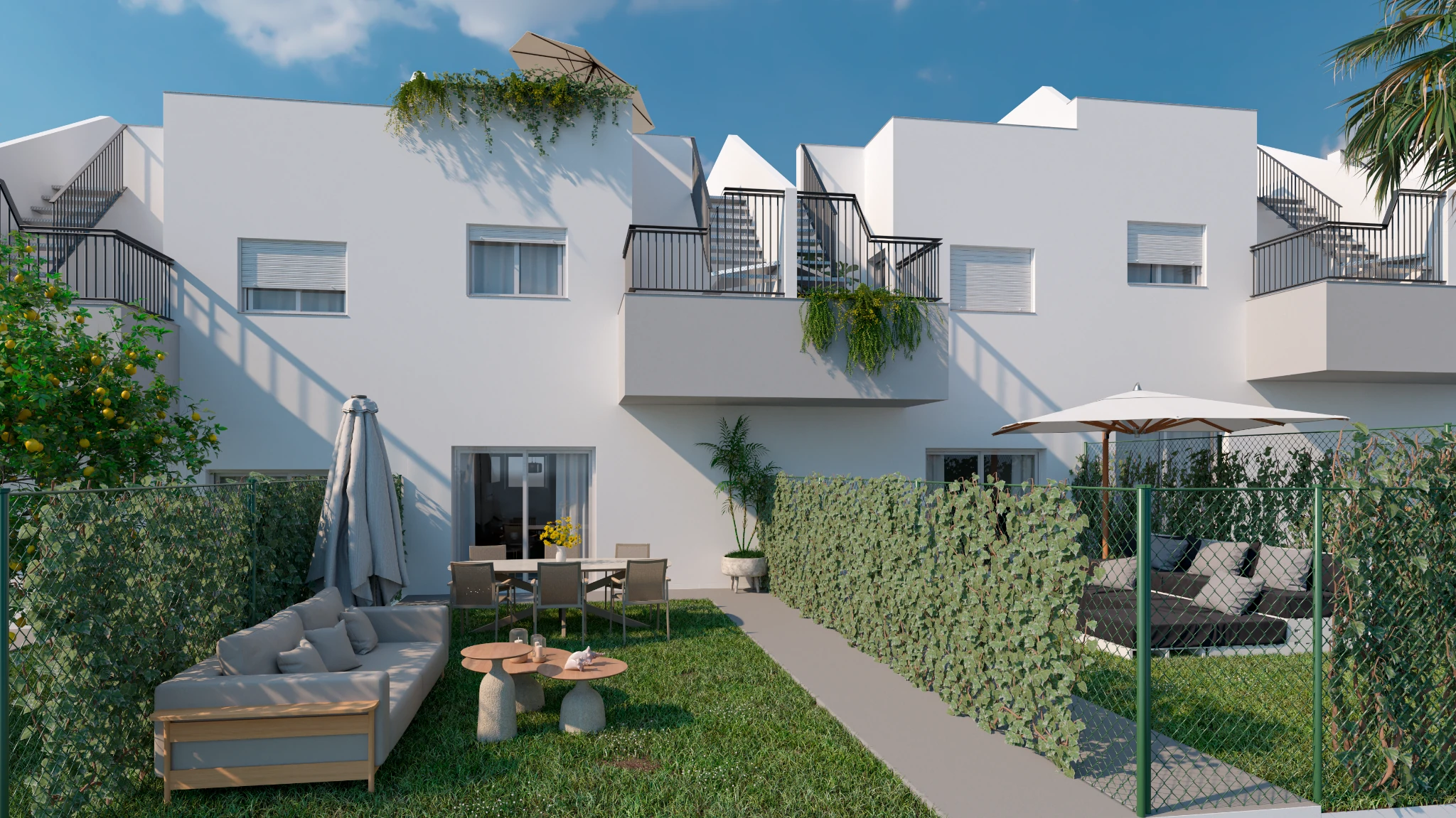 Jardín privado de vivienda adosada en Edificio La Portada